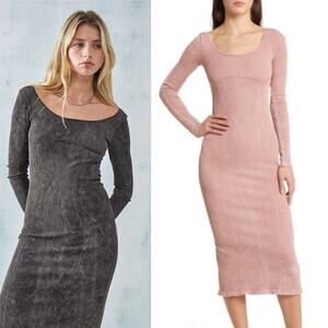 BDG Kallie Awkward Urban Outfitters Scoop Neck Rib Sweater Dress Rose Pink S NWT